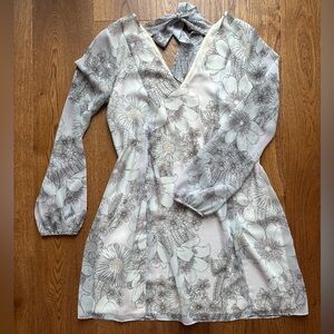 BCBGeneration Floral Long Sleeve Mini Dress, Light Blue, M